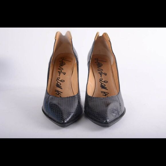 Lanvin Black Snakeskin Brass Pointed Toe Pump 41 - Picture 5 of 8